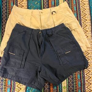 Columbia Blue and Cream Cargo Shorts Relaxed Fit
